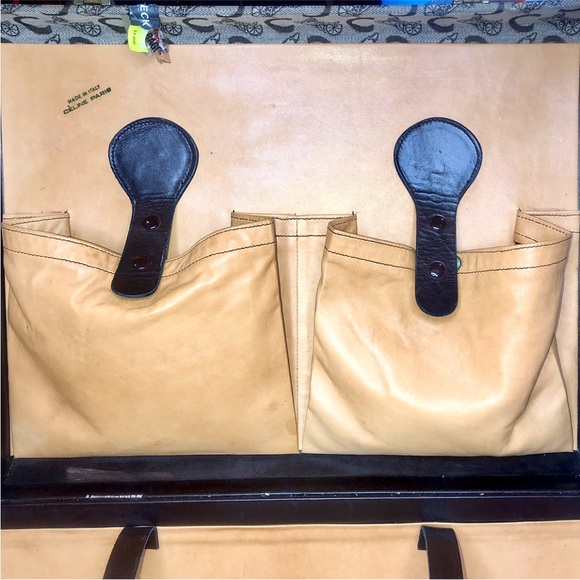 CELINE Brown Leather and Canvas Oversized Briefcase Suitcase Brass Locks ~1980’s - Picture 9 of 17